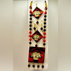 Fashion art jewelry necklace and earring set